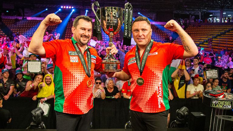 Jonny Clayton and Gerwyn Price at the World Cup of Darts