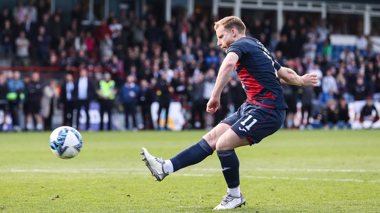 Josh Sims netted the decisive penalty to retain Ross County's Premiership status in the most dramatic of fashion