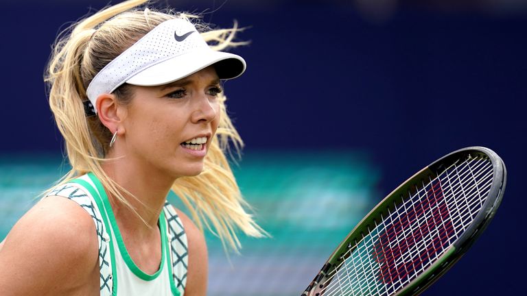 Great Britain's Katie Boulter in action during the Women's Singles 1st Round match against Australia's Olivia Gadecki on day two of the 2023 Lexus Surbiton Trophy at Surbiton Racket and Fitness Club, London. Picture date: Tuesday June 6, 2023.