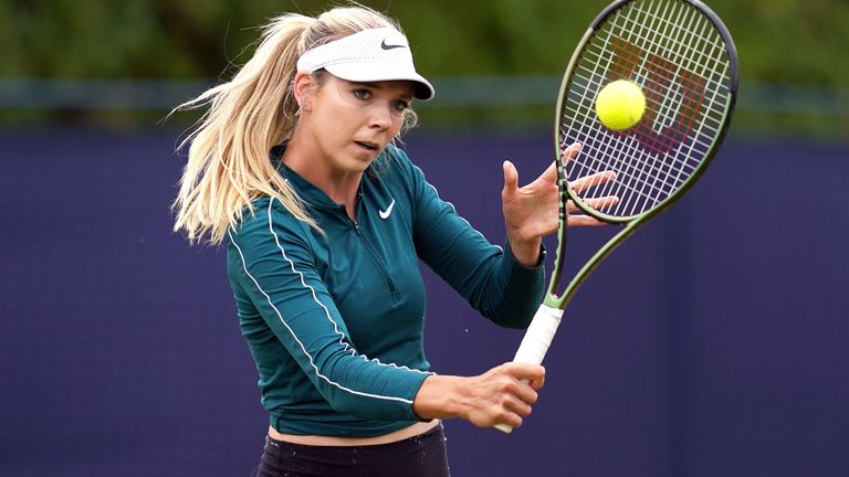 Great Britain's Katie Boulter during a practice session on day two of the 2023 Lexus Surbiton Trophy at Surbiton Racket and Fitness Club, London. Picture date: Tuesday June 6, 2023.