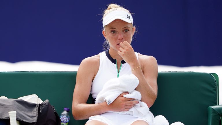 Katie Swan after losing the final against Yanina Wickmayer (not pictured) on day seven of the 2023 Lexus Surbiton Trophy at Surbiton Racket and Fitness Club, London. Picture date: Sunday June 11, 2023.