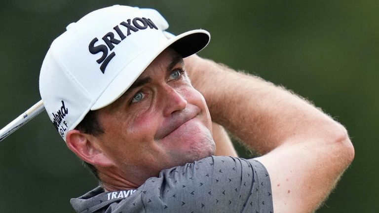 Keegan Bradley hits from the fifth tee during the final round of the Travelers Championship golf tournament at TPC River Highlands, Sunday, June 25, 2023, in Cromwell, Conn. (AP Photo/Frank Franklin II) 