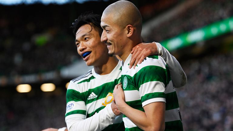 Reo Hatate (R) and Daizen Maeda joined Celtic in January 2022