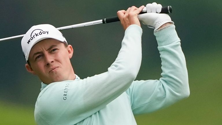 Matt Fitzpatrick makes a shot on the seventh hole during the first round of the Canadian Open in Toronto on Thursday, June 8, 2023.(Andrew Lahodynskyj/The Canadian Press via AP)