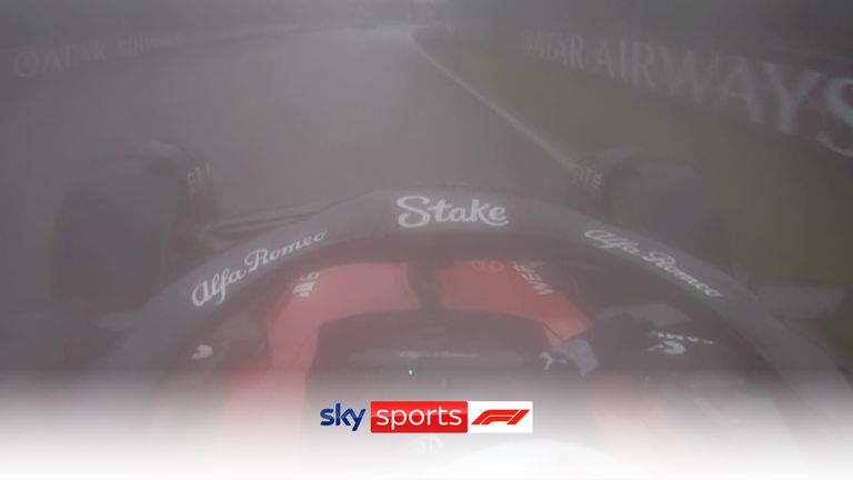 Alfa Romeo&#39;s Valtteri Bottas was forced to hold on to his wing mirror during final practice in treacherous conditions.