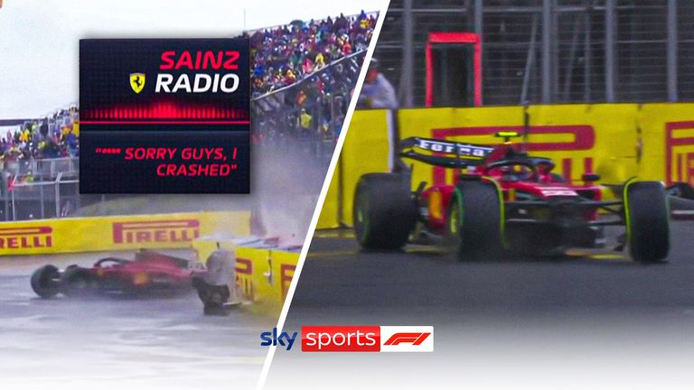 A red flag was issued during final practice after Carlos Sainz&#39;s massive collision with the barriers in his Ferrari.
