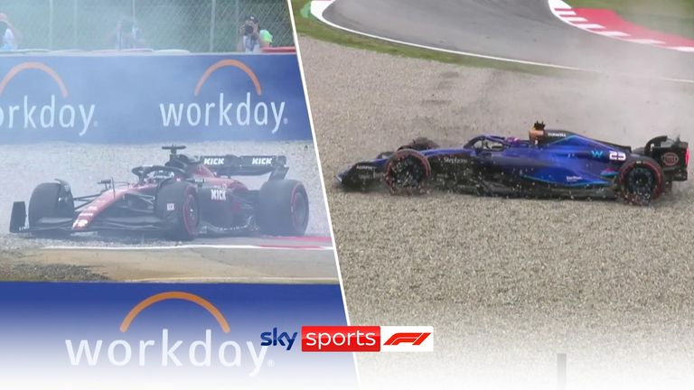 Fernando Alonso, Nyck de Vries, Valtteri Bottas and Alex Albon all suffered incidents during Q1 as the wet conditions caused chaos, leading to the red flag being issued as gravel was on the track.