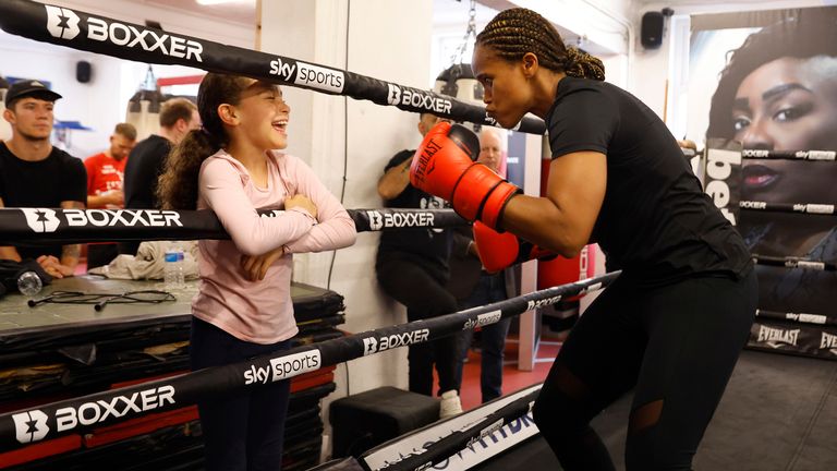 Jonas with daughter Mela at Wednesday's live workout