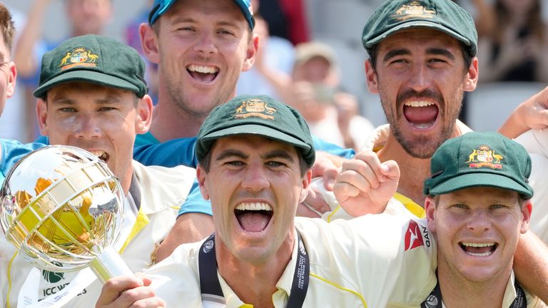 Australia celebrate winning World Test Championship (Associated Press)