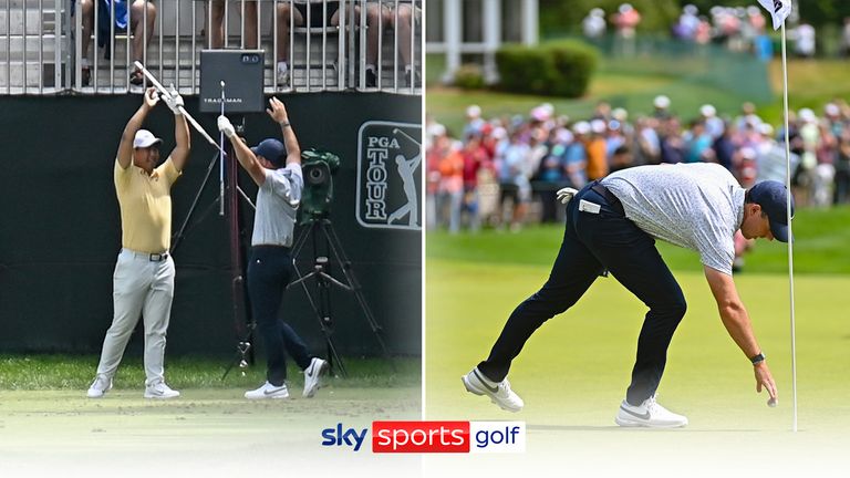 Rory McIlroy makes an incredible hole-in-one on the par-three eighth during the first round of the Travelers Championship