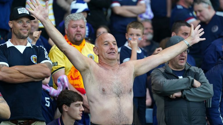 Scotland fans sang along to "Why Does It Always Rain On Me?" from the stands