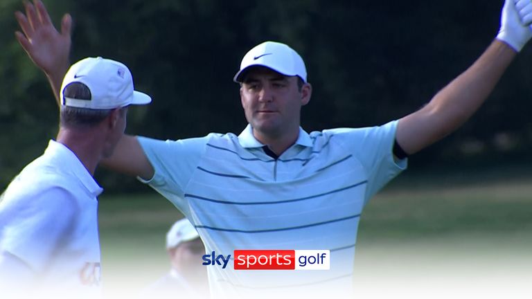 SCOTTIE SCHEFFLER HOLES OUT FOR EAGLE AT THE US OPEN ROUND THREE