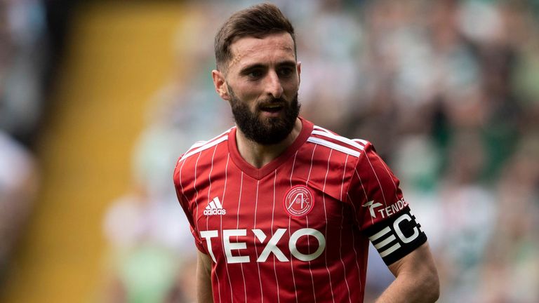 GLASGOW, SCOTLAND - MAY 27: Graeme Shinnie in action for Aberdeen during a cinch Premiership match between Celtic and Aberdeen at Celtic Park, on May 27, 2023, in Glasgow, Scotland. (Photo by Craig Foy / SNS Group)