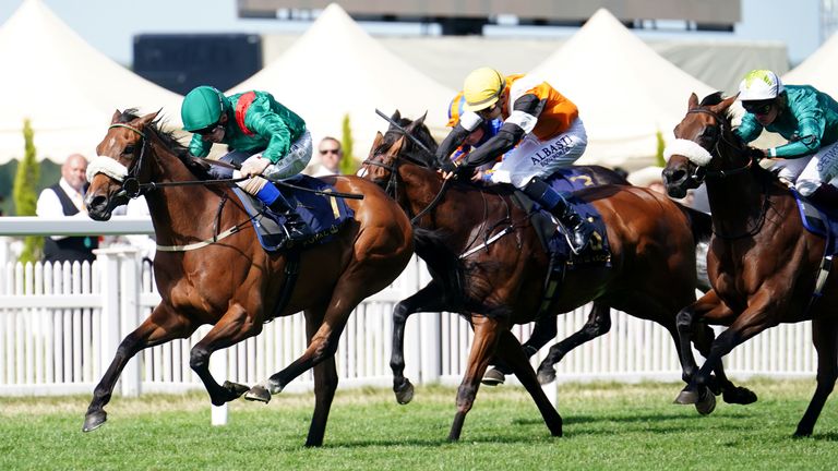 Tahiyra and Chris Hayes hit the front in the Coronation Stakes