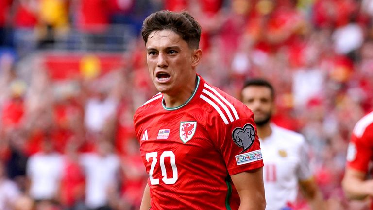 Wales' Daniel James celebrates scoring against Armenia