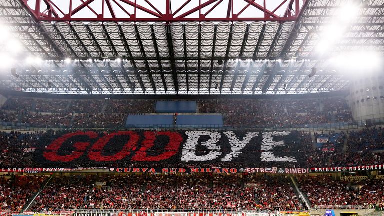 Fans spelt out &#39;Godbye&#39; in a large Tifo taking up the second tier of the stadium