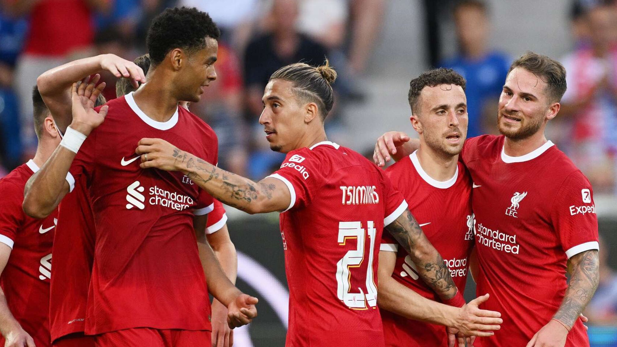 Karlsruher 2-4 Liverpool Diogo Jota scores twice in stoppage time as Dominik Szoboszlai and Alexis Mac Allister debut Football News Sky Sports