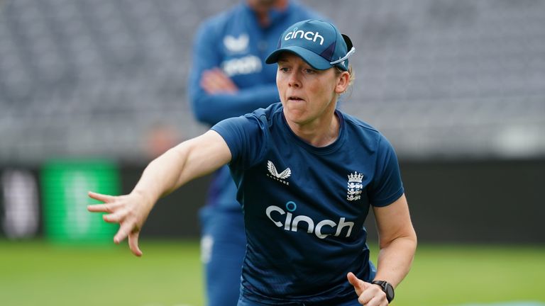 England&#39;s Heather Knight during a nets session at The Seat Unique Stadium, Bristol