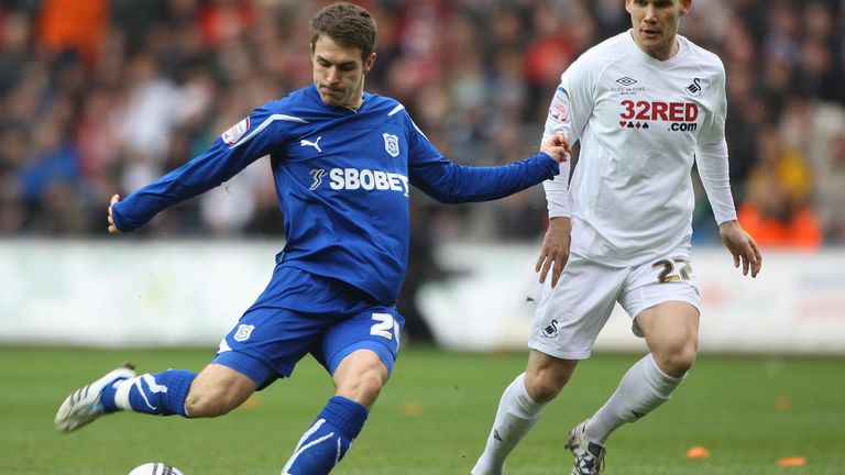 Aaron Ramsey in action for Cardiff City in 2011.