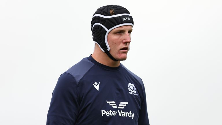 Cameron Henderson during a Scotland rugby training session at Oriam