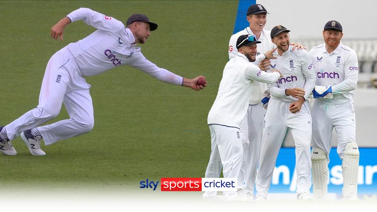Joe Root produced a moment of magic as his superb catch sees off Marnus Labuschagne off Mark Wood&#39;s bowling.