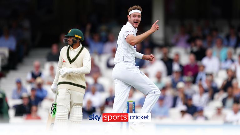 Stuart Broad picks up his 150th wicket in Test matches against Australia as batsman Usman Khawaja is dismissed LBW for 47.