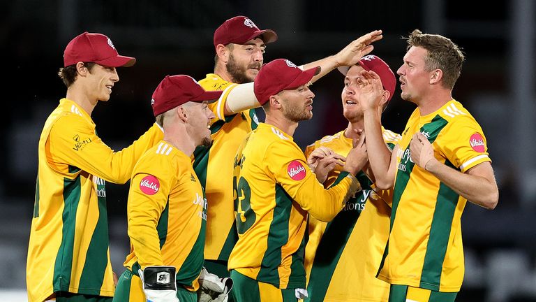Notts Outlaws will face Somerset in the quarter-finals of the Vitality Blast