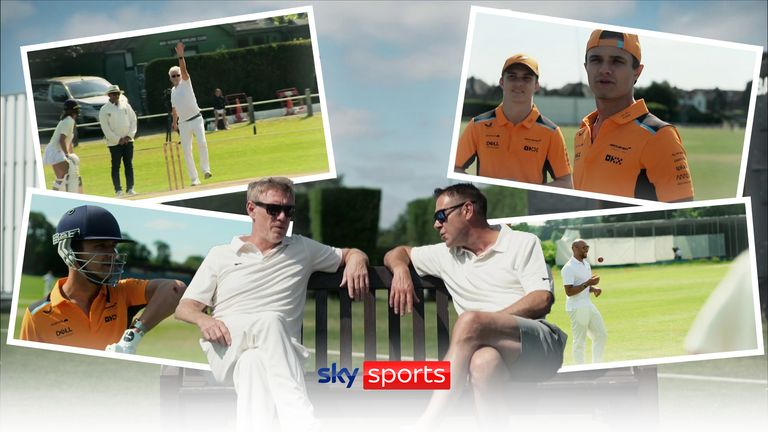 Mclarens&#39; Lando Norris and Oscar Piastri face each other in an Ashes-inspired cricket match. 