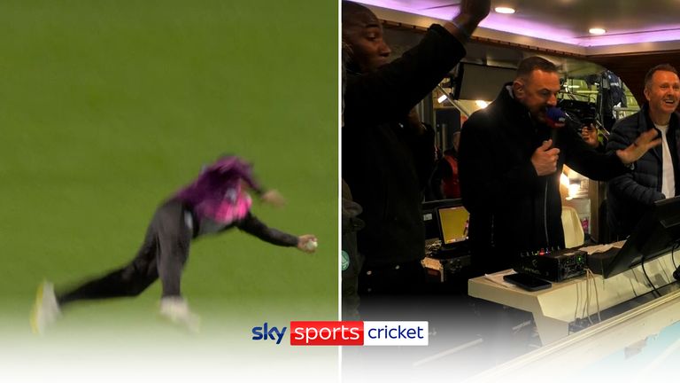 Watch as Simon Doull can barely contain his excitement following Somerset's winning moment against Essex in the T20 Blast Final.