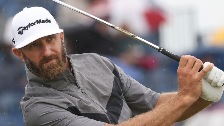 United States' Dustin Johnson plays his shot off the 4th tee during a practice round for the British Open Golf Championships at the Royal Liverpool Golf Club in Hoylake, England, Tuesday, July 18, 2023. The Open starts Thursday, July 20. (AP Photo/Peter Morrison)