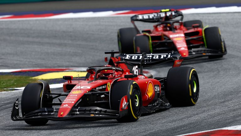 Charles Leclerc and Carlos Sainz were nose to tail during the early parts of the Austrian GP