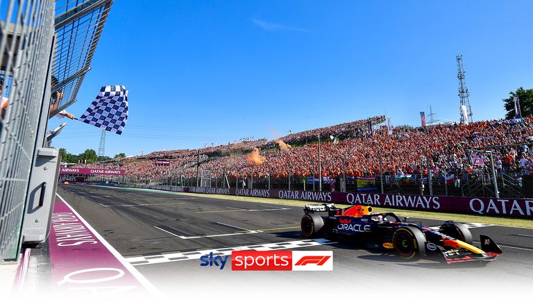 Max Verstappen wins in Hungary, making it a record 12th win in a row for Red Bull.