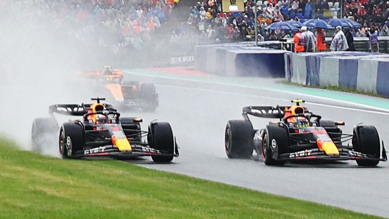 Sergio Perez forced Max Verstappen onto the grass during the opening lap of the Austrian GP Sprint