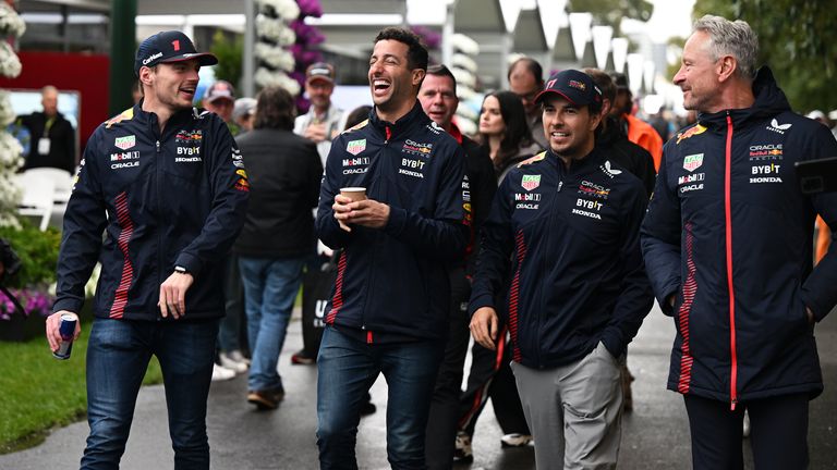 MELBOURNE GRAND PRIX CIRCUIT, AUSTRALIA - MARCH Max Verstappen and Sergio Perez have both been helped by Daniel Ricciardo this year at the Australian has been on the Red Bull simulator