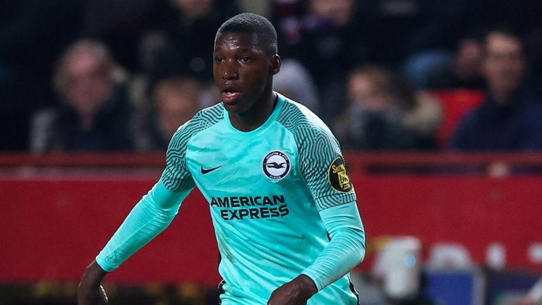 Brighton and Hove Albion's Moises Caicedo in action during the Carabao Cup fourth round match at The Valley, London.