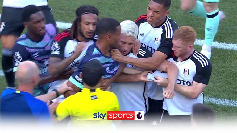 Fulham&#39;s Harrison Reed and Brentford&#39;s Mathias Jorgensen had to be separated after an incident in their Premier League Summer Series match in Philadelphia.