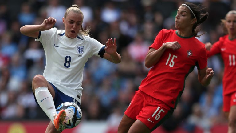 England's Georgia Stanway in action against Portugal's Carole Costa