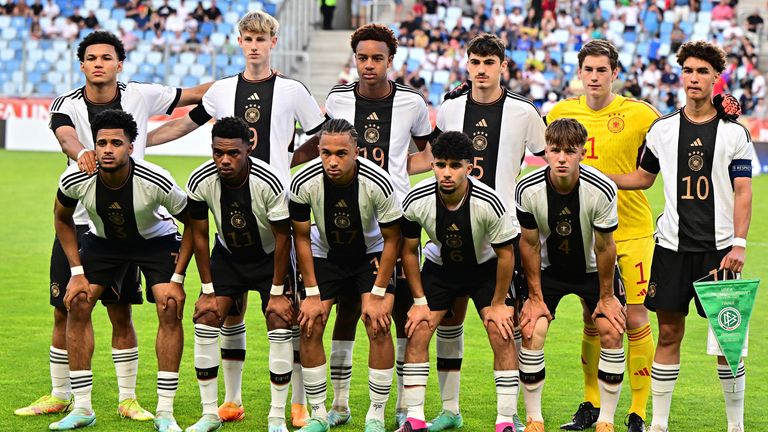 The Germany U17 team line up ahead of the European Championship final in Budapest