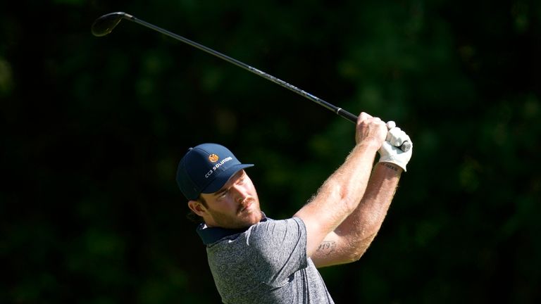 Grayson Murray hits off the sixth tee during the first round of the 2023 John Deere Classic (Associated Press)