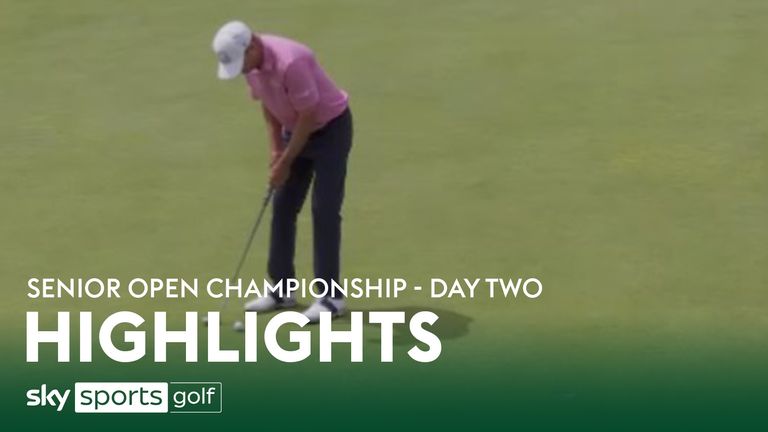 Highlights from the first round of the Senior Open Championship at the Royal Prothcawl Golf Course in Wales.