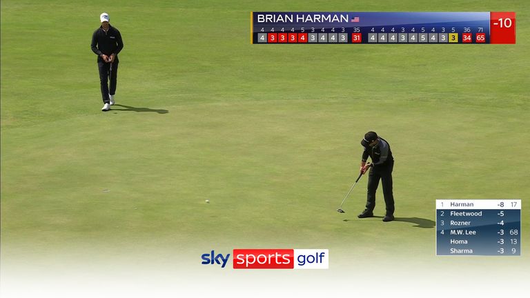 BRIAN HARMAN EAGLE ON 18TH WITH ROUND 2 SCORE THUMB 