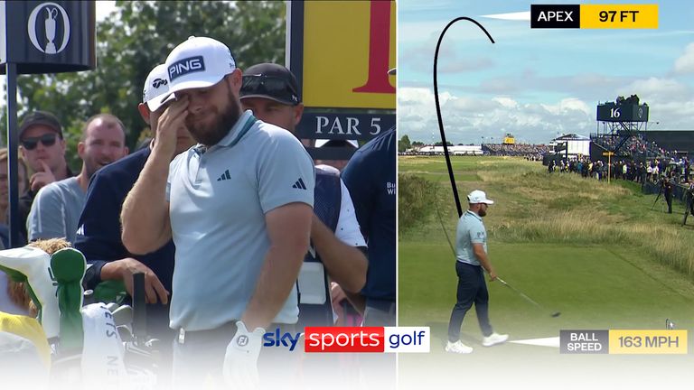 
A brutal end to the round for Tyrrell Hatton as he hits his first two tee shots on the 18th out of bounds and finishes with a nightmare hole in nine.