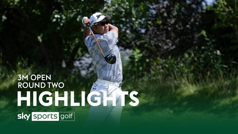 Hideki Matsuyama hits a tee shot on the sixth hole during the second round of the 3M Open at TPC Twin Cities
