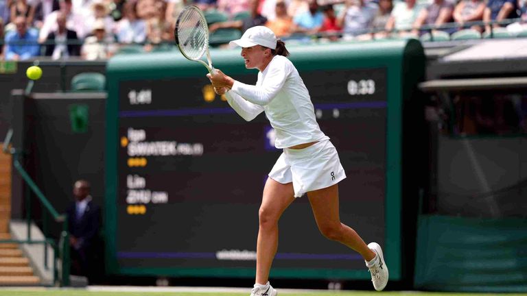 World No 1 Iga Swiatek plays through her first match at this year&#39;s Wimbledon with aplomb
