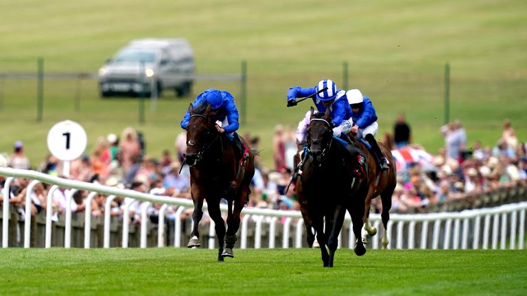 Israr (right) gets the better of Adayar in the Princess of Wales&#39;s Stakes at Newmarket