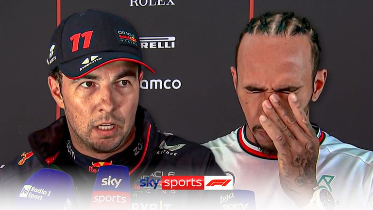 Lewis Hamilton believes his collision with Sergio Perez was &#39;a bit of a racing incident&#39; while Perez claims Hamilton &#39;took the whole right-hand side&#39; of his car off.