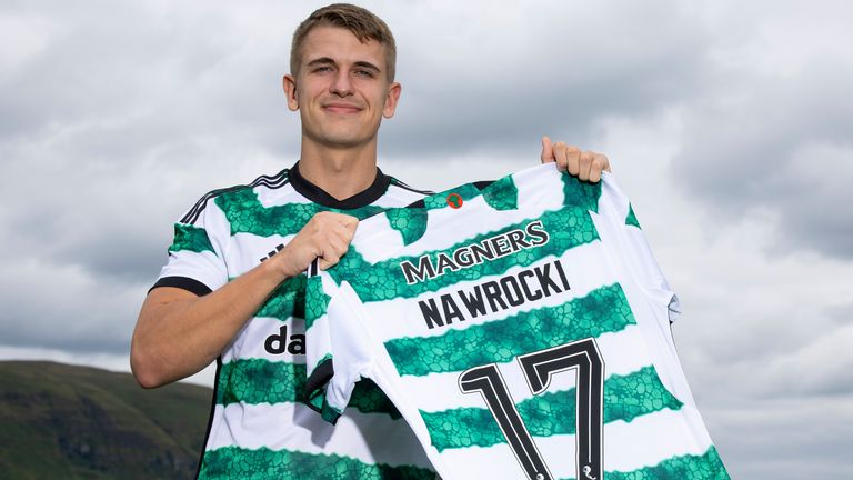 Celtic unveil the signing of Maik Nawrocki at the Lenoxtown Training Centre