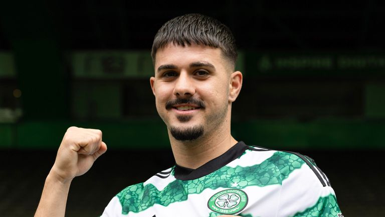 GLASGOW, SCOTLAND - JULY 07: Marco Tilio is pictured at Celtic Park, after signing a five-year deal with Celtic, on July 07, 2023, in Glasgow, Scotland.  (Photo by Craig Foy / SNS Group)