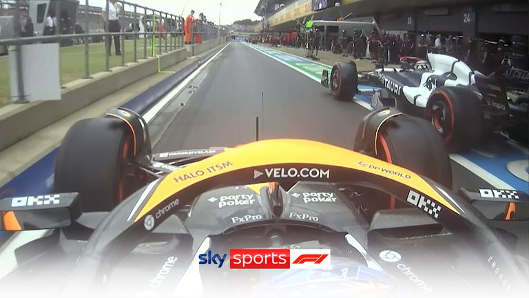 McLaren's Oscar Piastri and AlphaTauri's Nyck de Vries nearly had a collision in the pitlane during Q1 at Silverstone.
