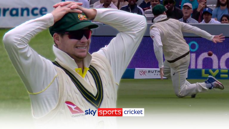 Steve Smith reacts to dropping Ben Stokes